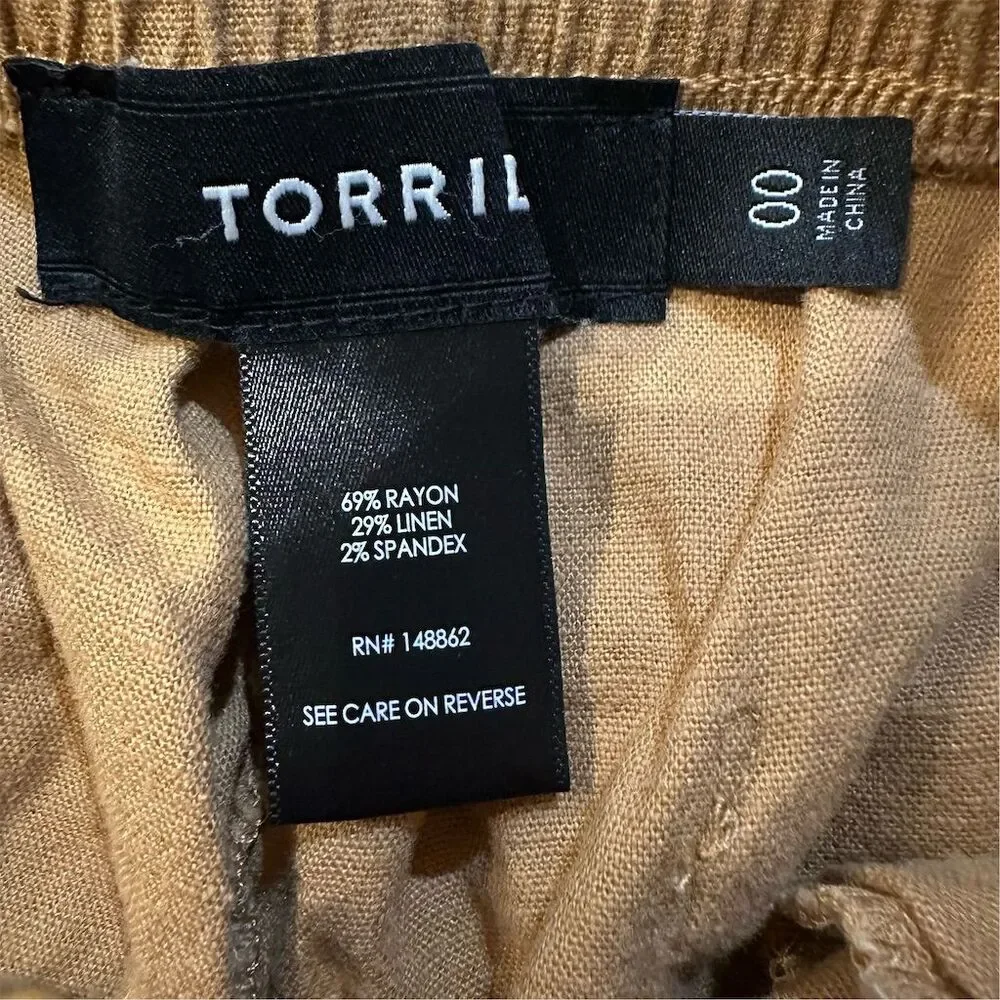Torrid Women's Brown Linen Blend Chino Shorts Size 00 Casual‎ Summer - Picture 3 of 6